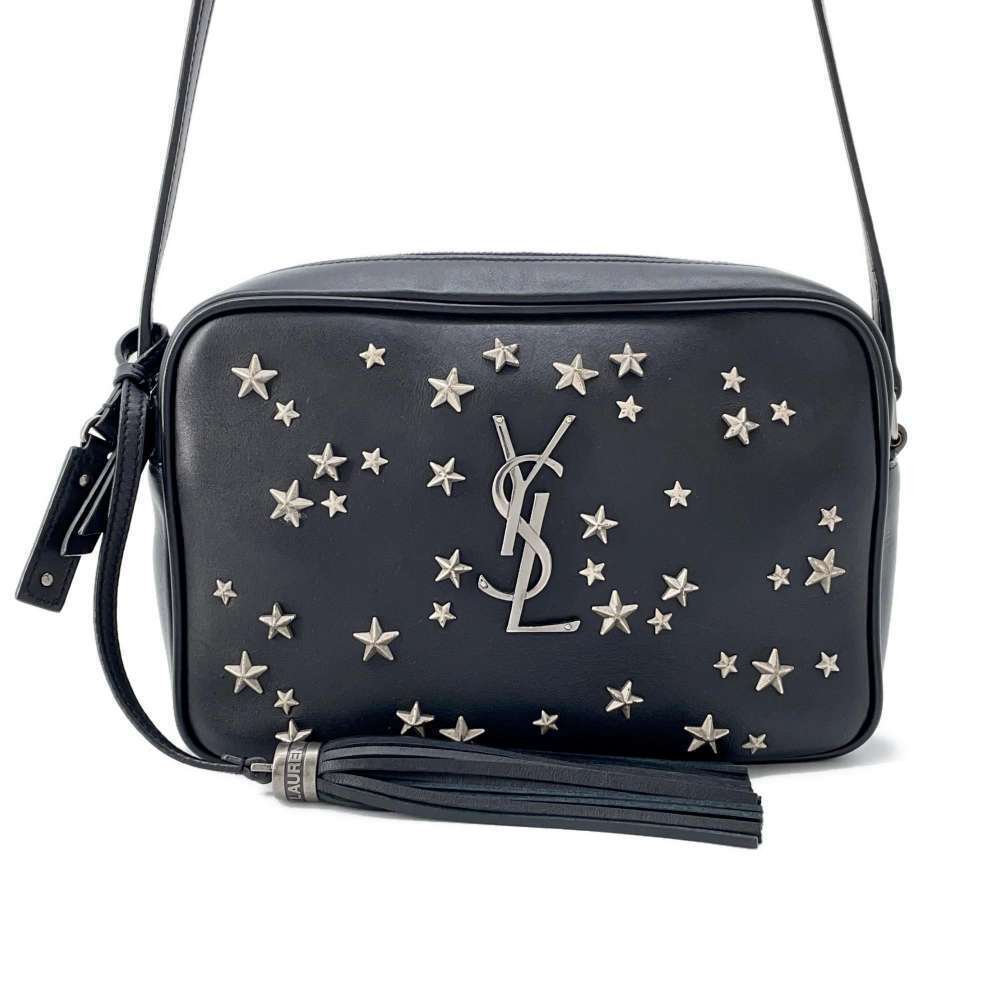 Saint Laurent Paris Shoulder Bag Roo Star Embossed Camera Black